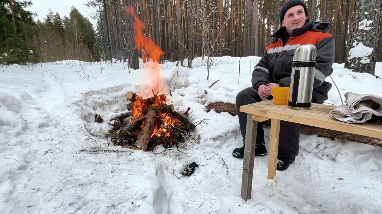 Поход в лес пикник с костром