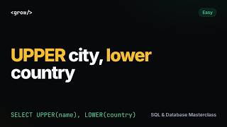 Uppercase City Lowercase Country | SQL Interview Question (UPPER, LOWER) | GrowAsEngineers