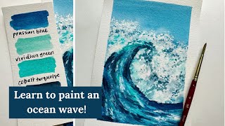 WATERCOLOR TUTORIAL | Beginner Ocean Wave Landscape Painting | Step-by Step Seascape