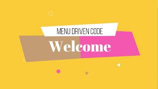 Menu-Driven Program for Console Application