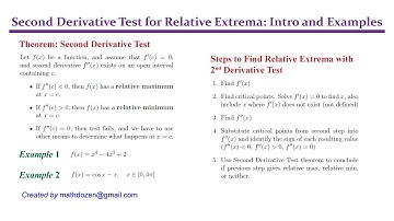 Second Derivative Test for Relative Extrema -p1 (Calculus I)