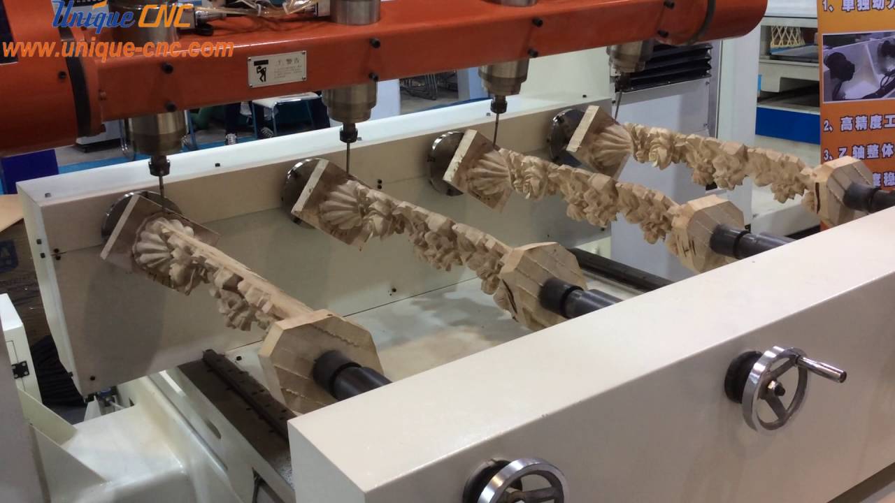 4 axis cnc router making solid wood furniture legs - YouTube