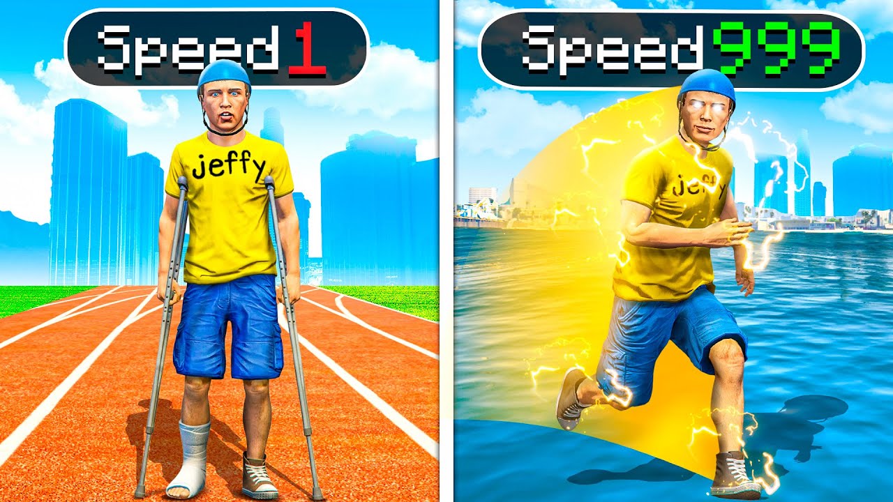 GTA 5, но каждую секунду Джеффи получает +1 к скорости!