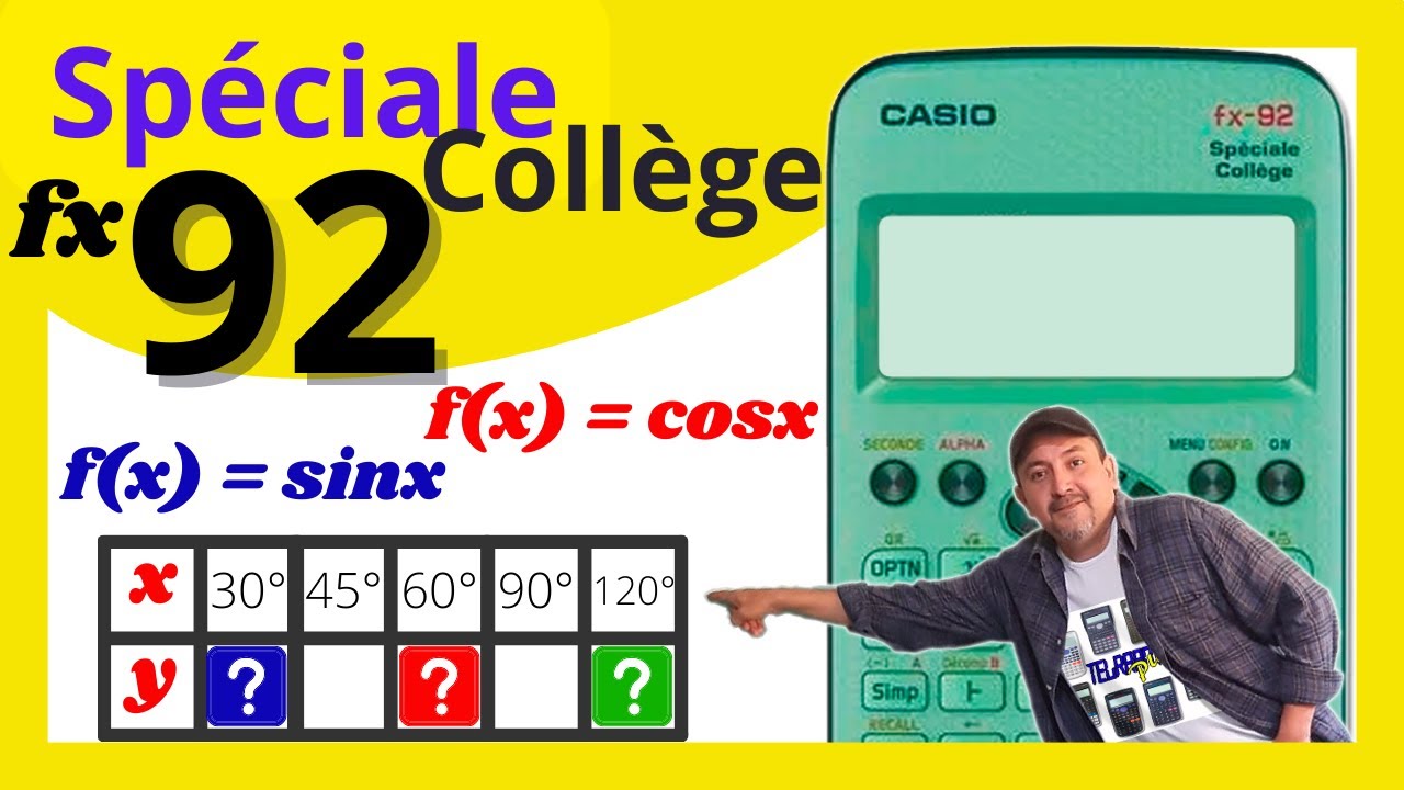 CASIO fx-fx-92 Spéciale Collège table of function values for trigonometric  functions radians. 