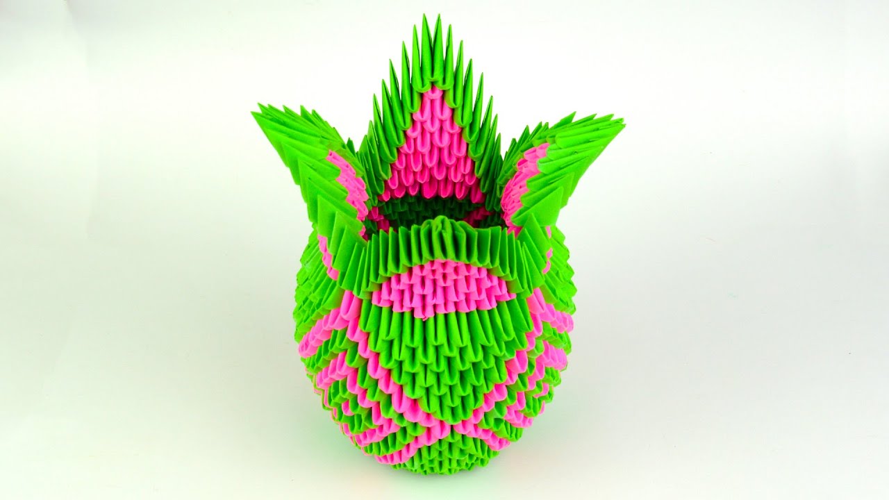 How to make a wonderful paper vase. [3D origami vase tutorial] YouTube