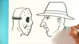 jason versus freddy how to draw fun art lessons