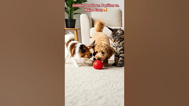 Video 11412581: golden kittens maine coon, dog maine coon, cats dogs