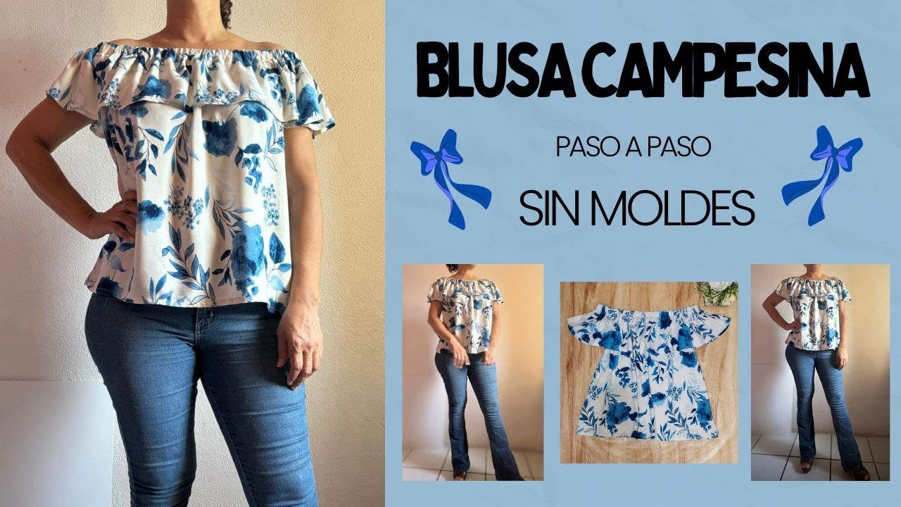 Elabora fácilmente BLUSA CAMPESINA PASO A PASO SIN MOLDES, especial para principiantes de la costura