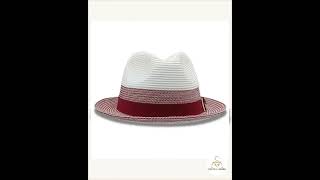 Urbaneer Collection: Two Tone Braided Stingy Brim Pinch Fedora Hat in Red
