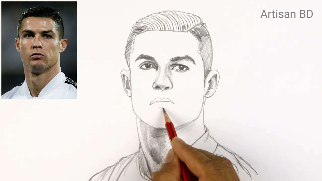 Drawing of Cristiano Ronaldo / how to draw ronaldo easy pencil ...