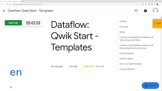 Qwiklabs: Dataflow: Qwik Start - Templates