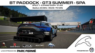 BT Paddock GT3 Summer Championship 2024 - Round 2: Spa - Split 1