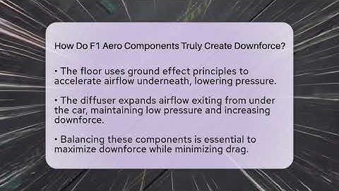 How Do F1 Aero Components Truly Create Downforce? - Pole Position Experts