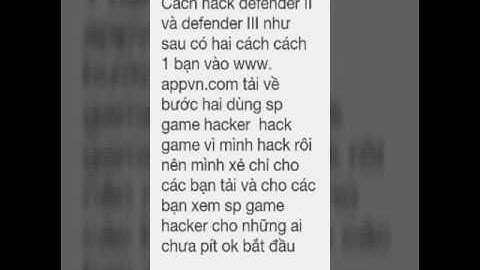 Cách hack game defender II và defender III
