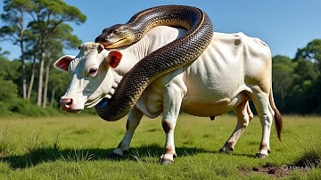 Courageous Rescue Team Fights Giant Python to Save Innocent Cow 🐍| Snake