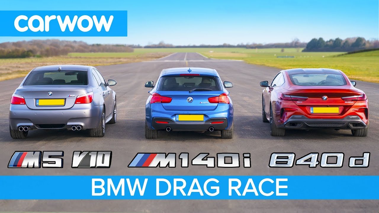 BMW 840d vs M140i vs E60 M5 V10 - DRAG RACE, ROLLING RACE AND BRAKE TEST