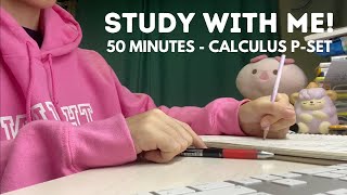 [50 MINUTES] 나랑 수학 공부해 (STUDY WITH ME) - Calculus P-Set @ Home - Jazz Music + Writing Sounds ✍️