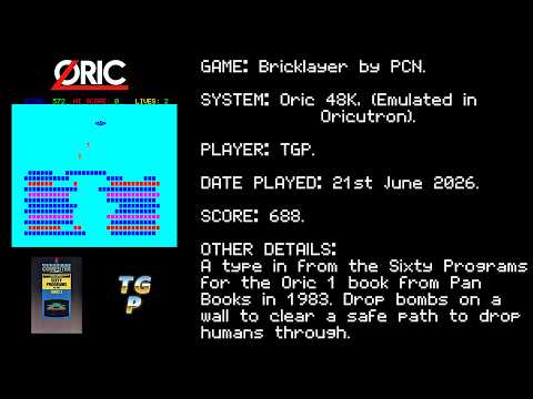 Bricklayer - PCN - Oric 48K - Emulated (Oricutron) - 688 points.