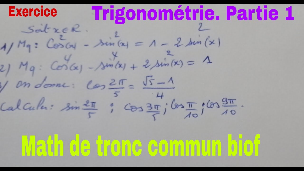 la trigonometrie. partie1........math de tronc commun