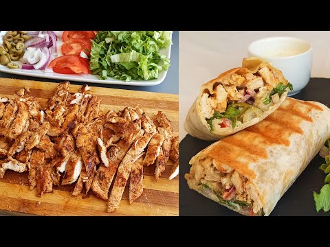 wraps/ Sandwichs poulet façon Kebab shawarma/ Dürüm/