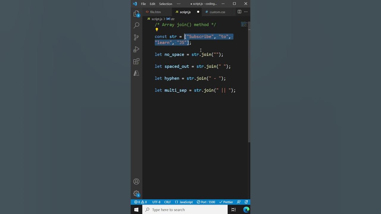 JavaScript Array join() method - JavaScript Tutorial for Beginners ...