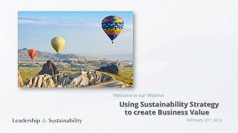 Webinar - Using Sustainability Strategy to Create Business Value