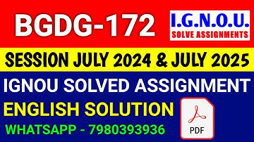 BGDG 172 solved assignment 2024-25 | BGDG 172 solved assignment 2025 | Ignou BGDG 172 in English