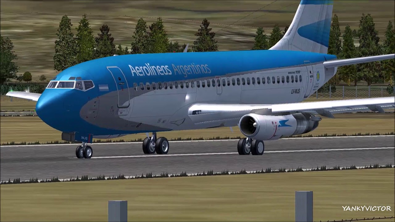 FS2004 on Windows 10.AEROLINEAS ARGENTINAS 737-200 San Carlos de Bariloche, Argentina.
