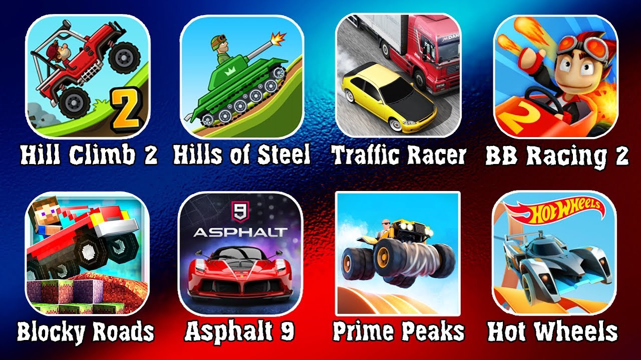 Сборник игры ГОНКИ - Hill Climb 2, Hot Wheels, Asphalt 9, Hills of Steel, Traffic Racer Blocky Roads