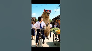 Capy ngồi xe đạp của bé Na đi học  #capybara