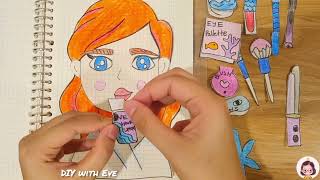 [🌊 paper diy💸] Little mermaid makeup 🧜‍♀️ paper play  [ASMR]