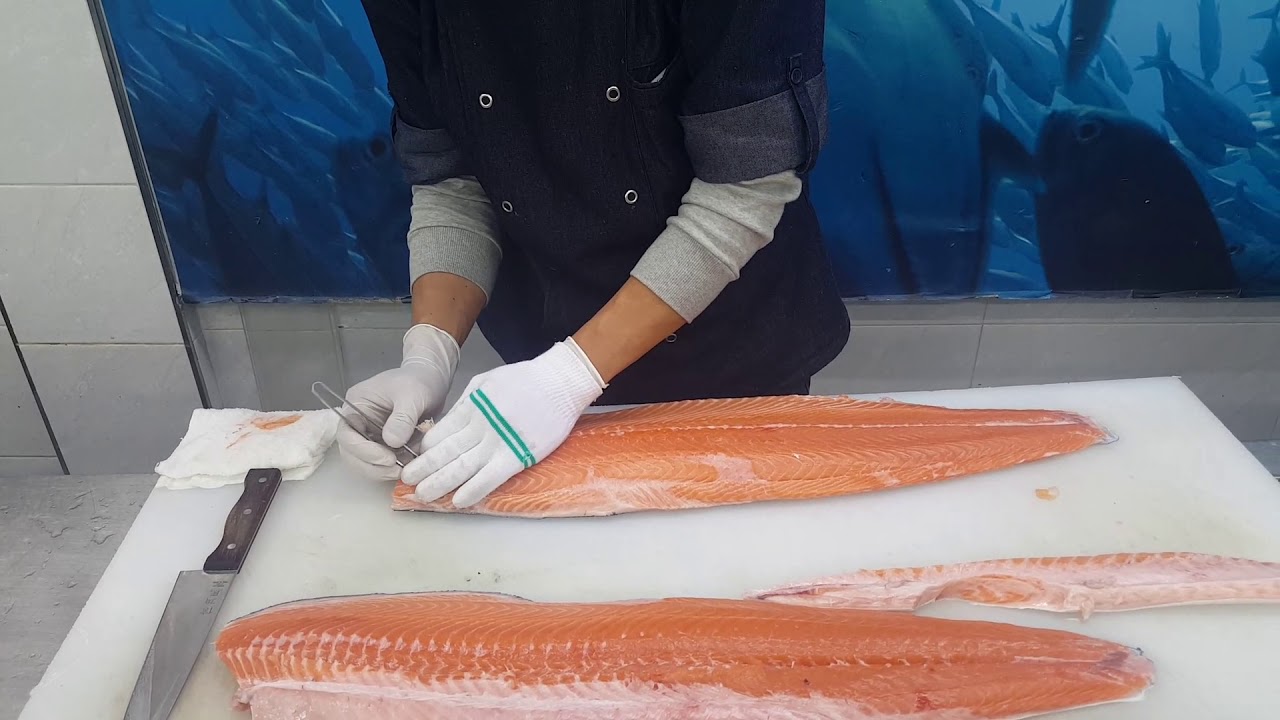 6분 컷 norway Salmon 생연어 간편 손질 - YouTube