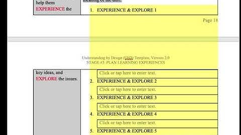 UbD Stage #3 Template Overview