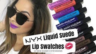 NYX Liquid Suede Lip Swatches | 12 New Shade Extensions