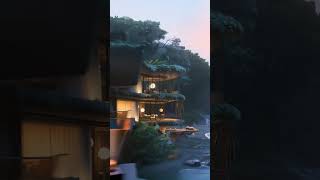 a hidden jungle villa with curved bamboo architecture and hanging gardens