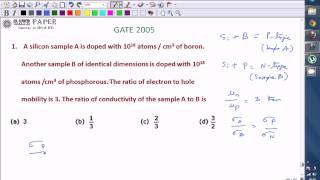 GATE 2005 ECE Ratio of conductivities of sample A to B