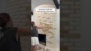 Someone painted this fireplace white, so I painted it to look like brick. 🎨 ￼