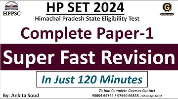 Full Syllabus Revision for HP SET Paper 1 | Himachal Pradesh SET 2024