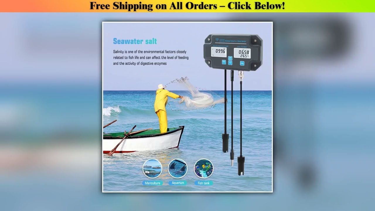 WiFi Wireless PH Meter Smart APP Control Water Quality Tester Fish Tank PH/TDS/EC/Salinity/Temp