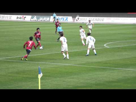 2011 J2 第38節 ファジアーノ岡山 前半 ミンキュン選手のシュート