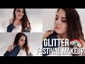 Rainbow Glitter Festival Makeup Look
