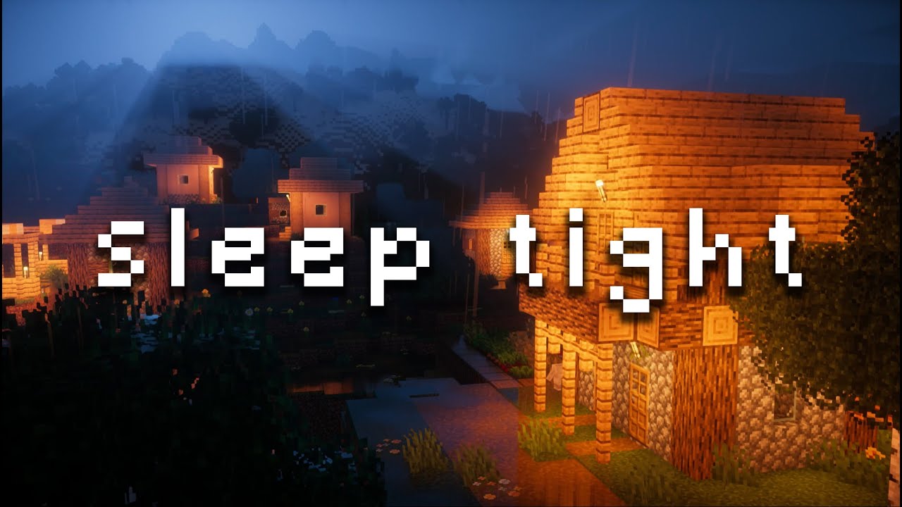 🌙relaxing bedtime 🌧️ Rainy Night in a Minecraft Village (Minecraft ASMR, Music, Deep Sleep Ambience)