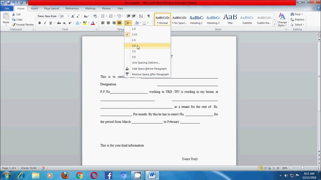 How to type a letter in ms word?  ms word tutorial  typing in word and  printout