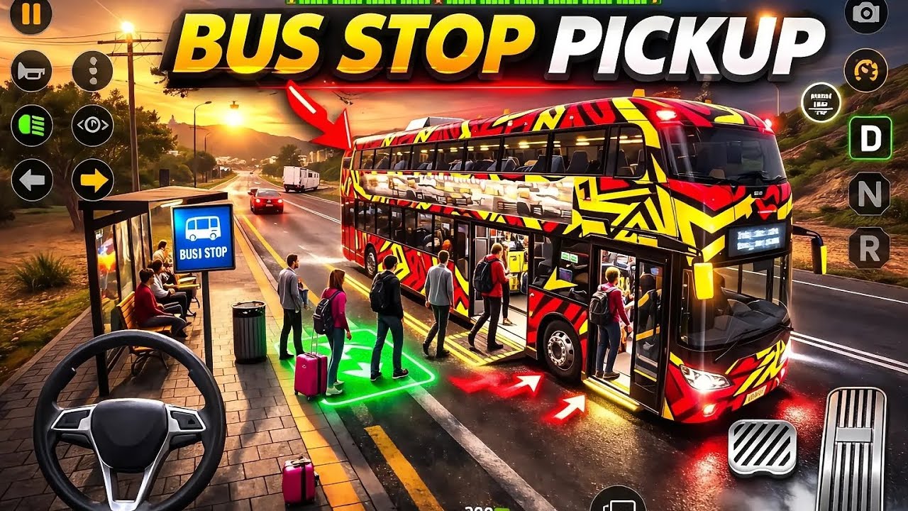 Realistic Bus Route Gameplay 🚍 Picking Up Passengers | Bus Simulator