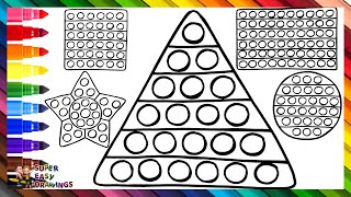 Drawing and Coloring 5 Geometric Shapes POP IT ⭐ Drawings for Kids