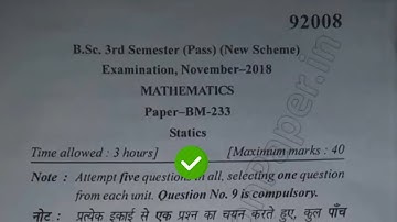 [2018] Mdu Bsc 3rd Sem Mathematics Statics Question Paper #MduQuestionPaper