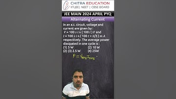 In an a.c. circuit, voltage and current are given by : 𝑉 = 100 𝑠 𝑖 𝑛 ( 100 𝑡 ) 𝑉 and 𝐼 = 100 𝑠 𝑖 𝑛 (