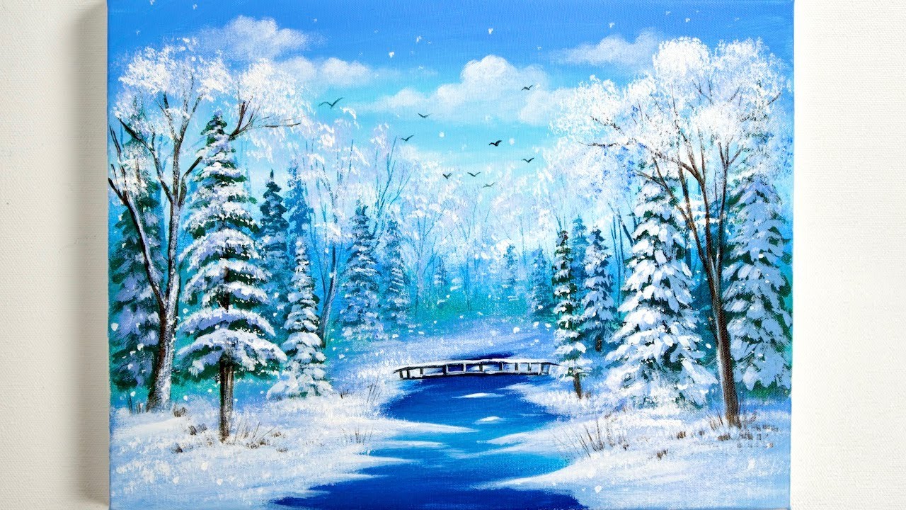 Winter Landscape Painting Winter Acrylic Painting For Beginners YouTube white-mountains-best-family-friendly-winter-activities