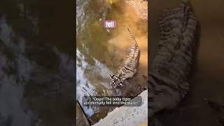 Oops The Cute Baby Tiger Accidentally Fell Into The Water