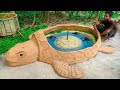 Rescue turtle from dry up place build tortoise pond for turtle shelter temporary